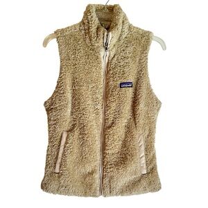 Patagonia Womens Los Gatos Faux Sherpa Fleece Vest Tan Teddy Fleece Size Medium